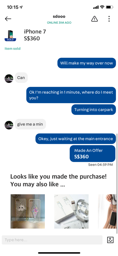 Example of what a post-transaction experience in Chat could look like.
